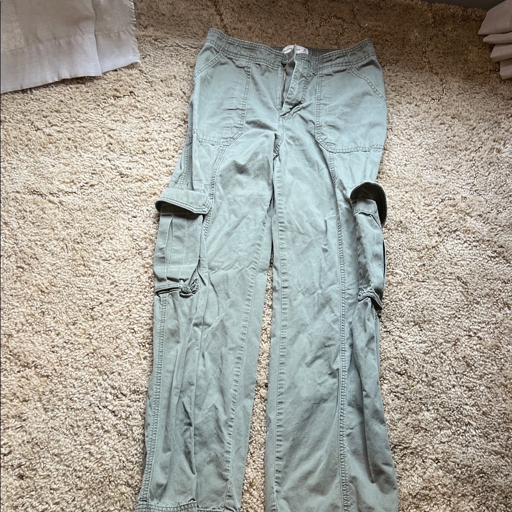 Abercrombie Light Sage Cargo Pants with Side Pockets- long inseam